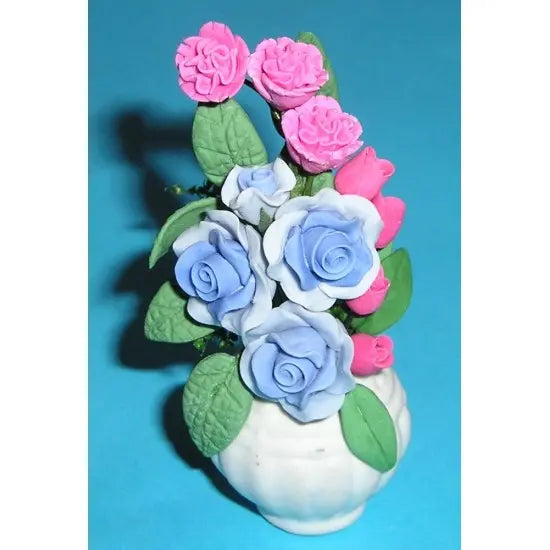 Blue & Pink Flowers in White Vase - Paper-chain Models and Hobbies